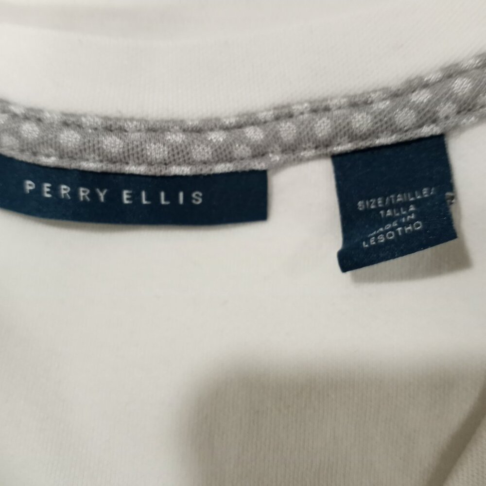 PERRY ELLIS WHITE SHORT SLEEVE V-NECK T-SHIRT MEN SIZE XL - Picture 3 of 5